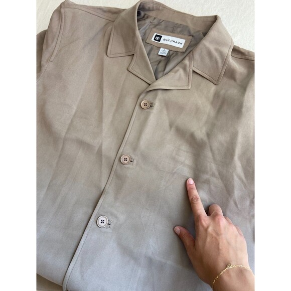 Vintage Bachrach 100% Silk Utility Chore Coat Jacket Men's XL Brown Tan *Flaws* - Picture 12 of 13